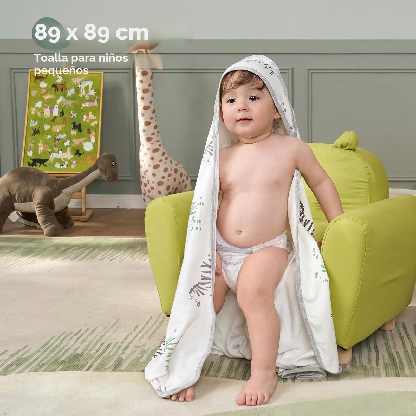 momcozy Toalla de baño con capucha, paquete de 2 piezas, con capucha y esponja de algodón, tamaño grande, 90 x 90 cm (35 pulgadas), juego de toallas de baño para niños/niñas, desde