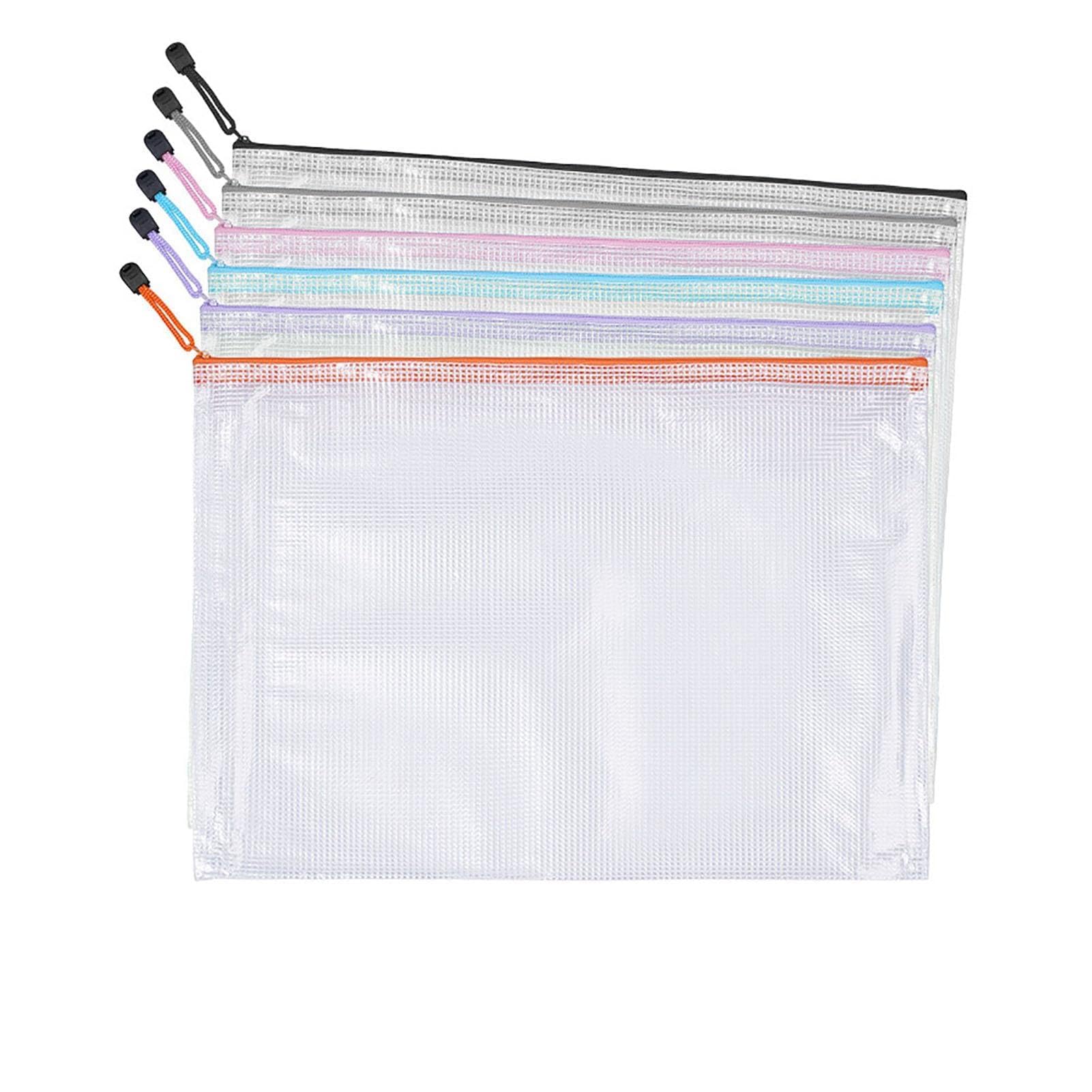 20 Bustine Documenti A4 Impermeabili con Zip - Sacchetti di Plastica a Rete Colorati, Organizzatori di Documenti per Ufficio, Scuola e Viaggio
