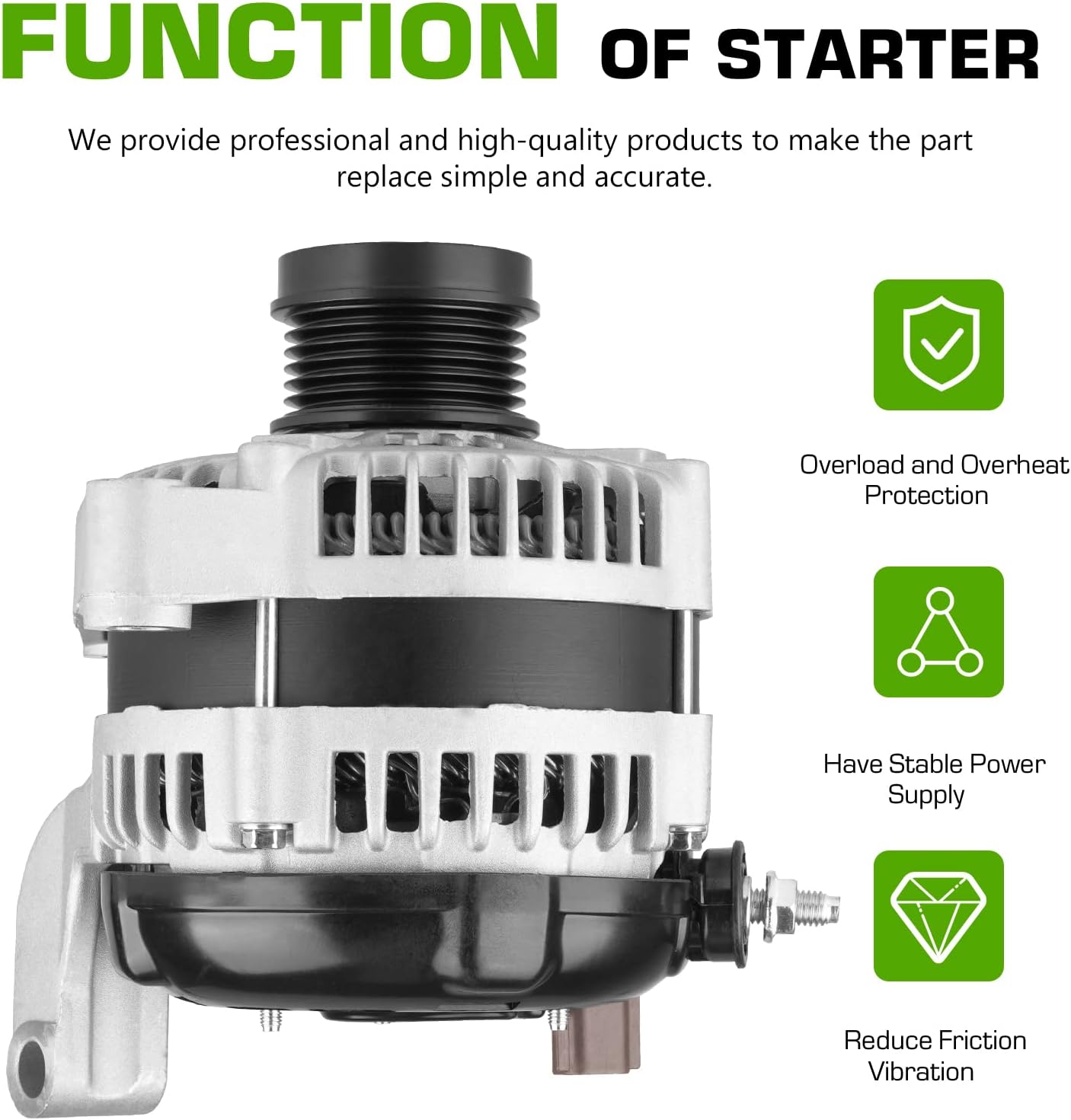 160Amp New Alternator Fit for Dodge Caravan/Grand Caravan Chrysler Town Country VAN 3.3L 3.8L 2001-2007, for Chrysler Voyager 3.3L 2001-2004, 421000-0023, 421000-0021, 13870