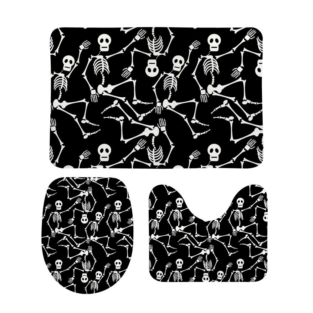Tapis de bain 3 pièces funny skeleton skull pour éviter les glissades au sol
