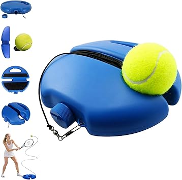 HISKI Tennis Ball Training Baseboard, Tennis Rebounder with Weighted Base, Tennis Trainer Ball with String, Portable Tennis Training Equipment Self Training Tool