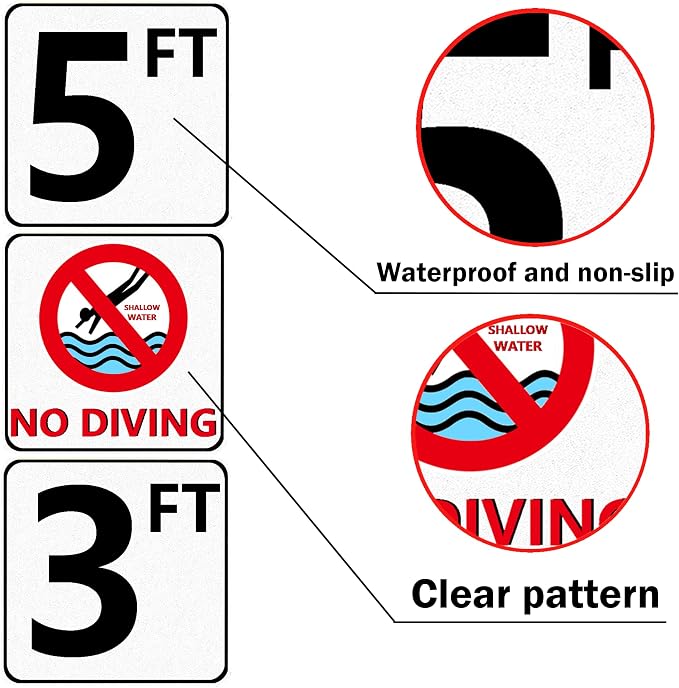 6 adhesivos señalización piscinas piscina 3ft 5ft miniatura 7