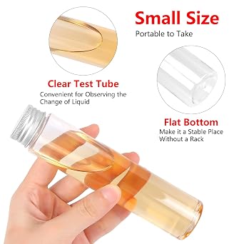 Test Tubes, 110ml Clear Flat Plastic Test Tubes Containers with Screw Caps, 34x150mm Tubes for Birthday Party Candy Sample Bead Bath Salt Storage Scientific Lab Experiments, Pack of 6