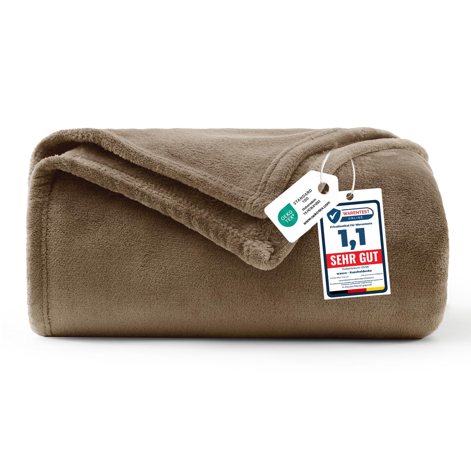 WAVVE Fleece Blanket Sofa Throw Brown 4ft x 5ft - Fluffy Soft Warm Versatile Blanket for Sofa/Couch/Bed Throw/Single Size, 130x150 cm