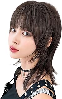 Vellis ウィッグ 黑茶 ミディアム ウルフ レイヤー レディース ボブ 自然 超柔ら軟フルウィッグ かつら女性用(ナチュラルレイヤード&軽量)