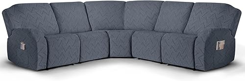 Ruaozz Fundas de sofá modular de gran tamaño en forma de L para sofá reclinable de 5 asientos, fundas seccionales lavables y suaves extra grandes