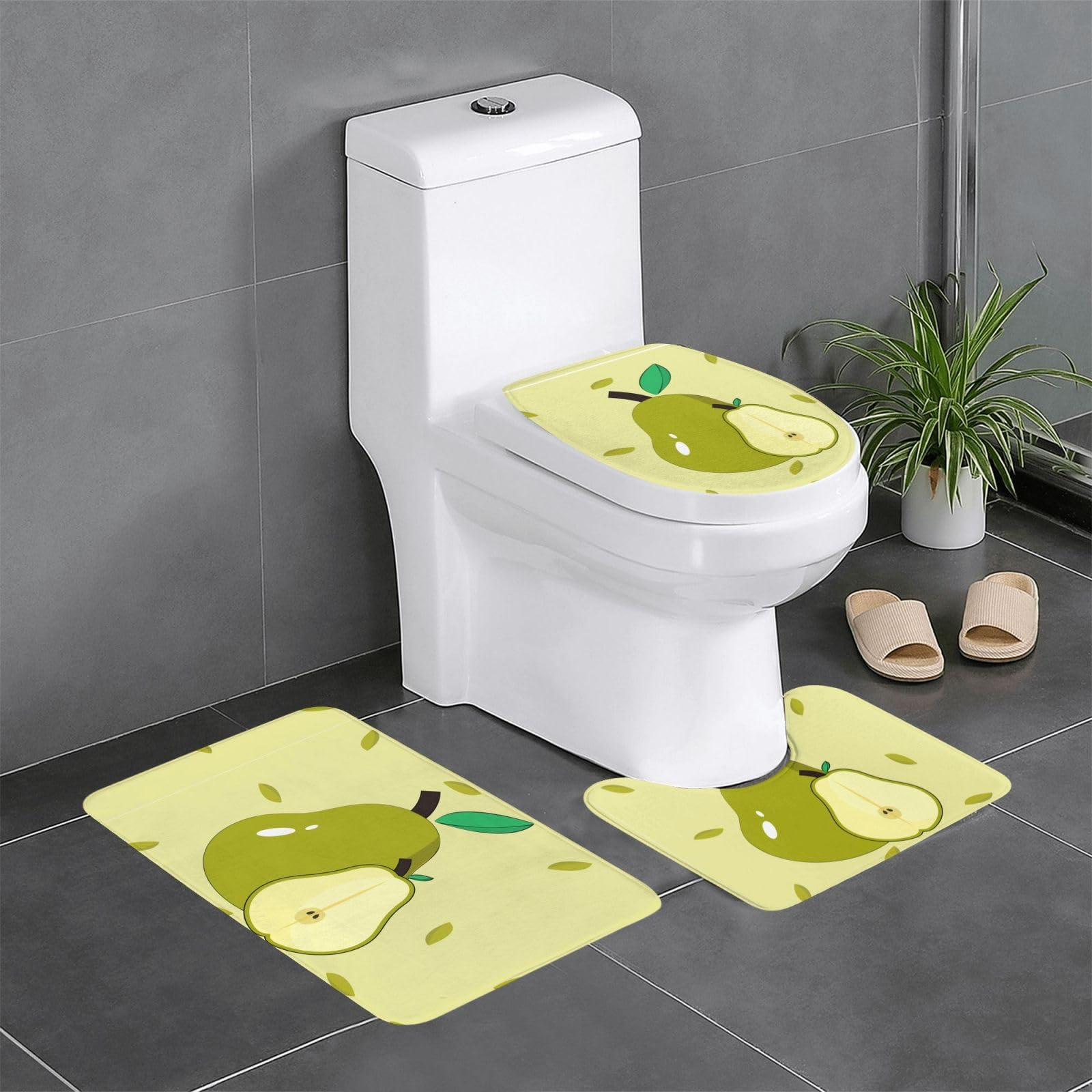 Tapis de salle de bain antidérapants motif poire pour créer une ambiance moderne de coiffeuse