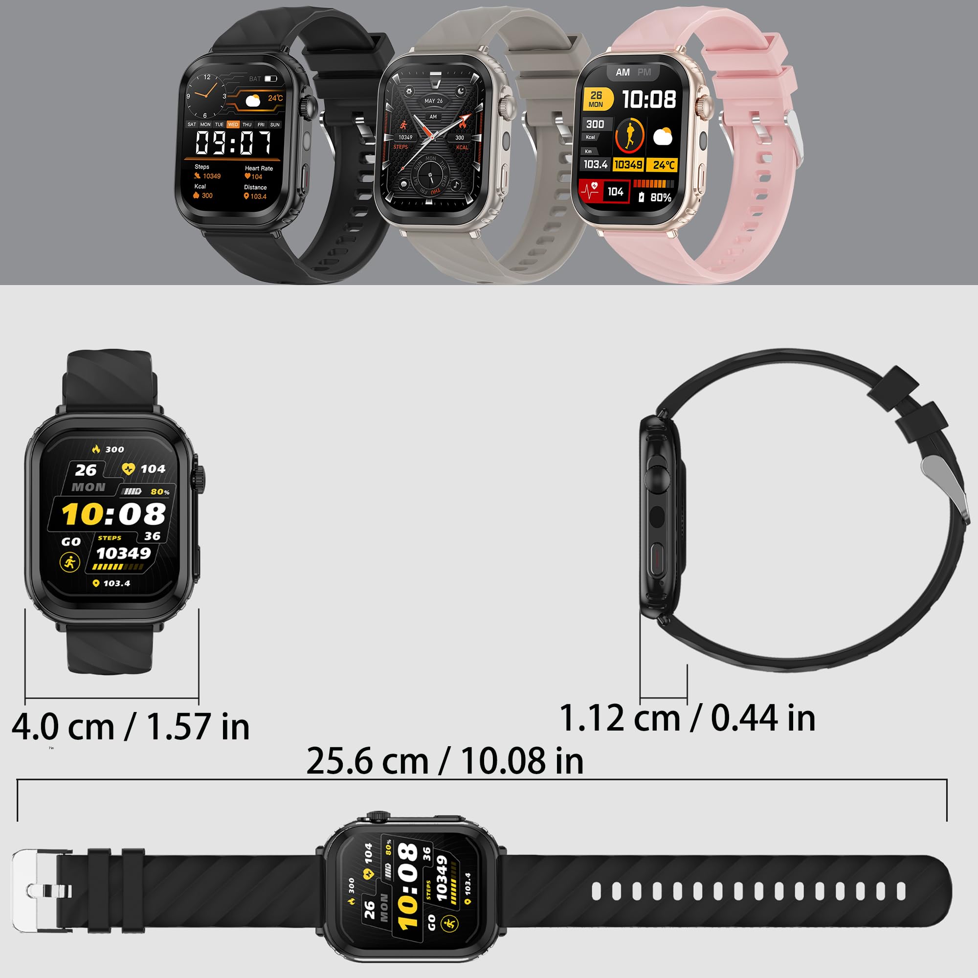 Reloj Inteligente Mujer con Llamadas, 2,01 Pulgada Smartwatch Hombre Deportivo con Podometro Pulsometro SpO2 Sueño Presion Arterial Actividad 1ATM Reloj Digital para iOS Android (Rosa)