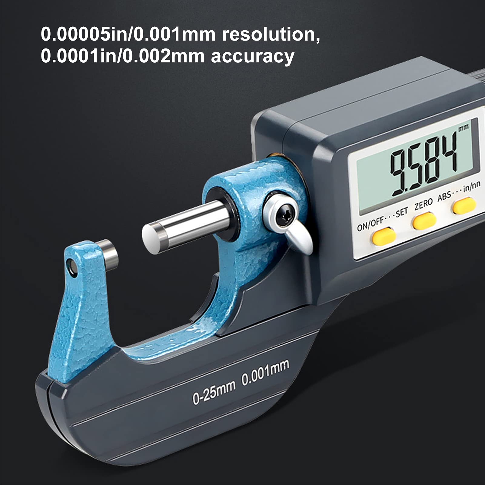 Digitales Mikrometer Zur Präzisen Dickenmessung mit Einer Auflösung von 0,00005 Zoll für Profis, Bereich 0–25 Mm