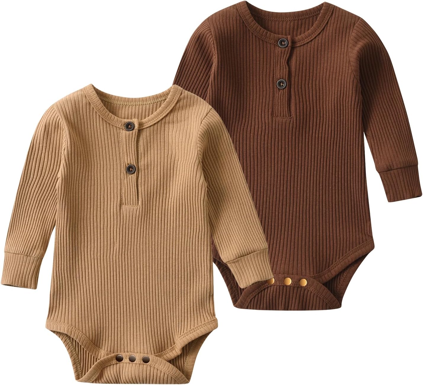 Lala Bear Baby Girl Boy 2 Pack Solid Long Sleeve Romper Bodysuit Clothes