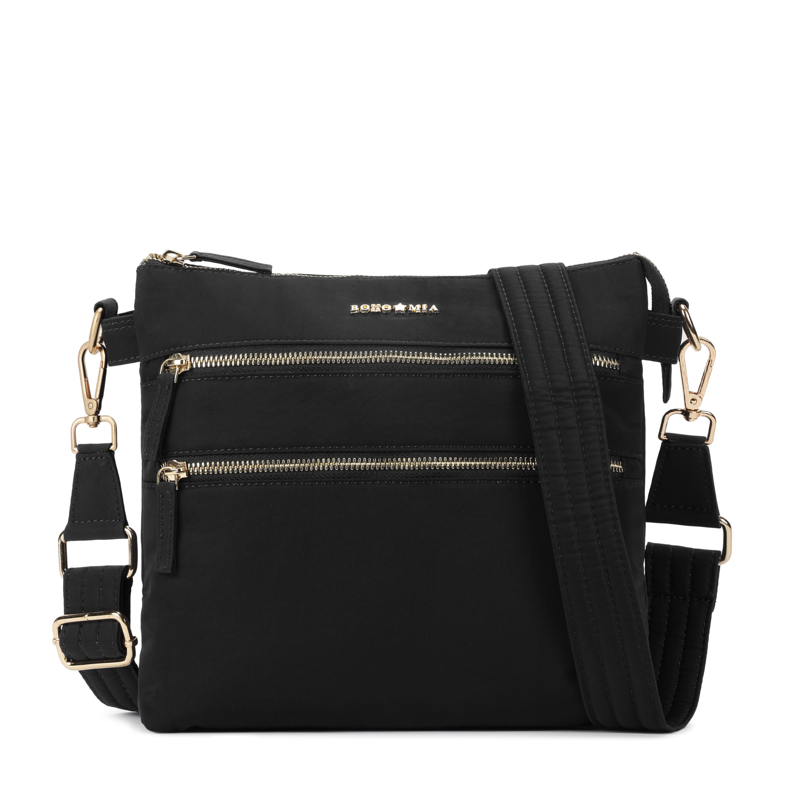 boho mia Bohomia Tripper Crossbody Sling Bag, 9 Pockets, Water Repellent Nylon, Black-picture-37