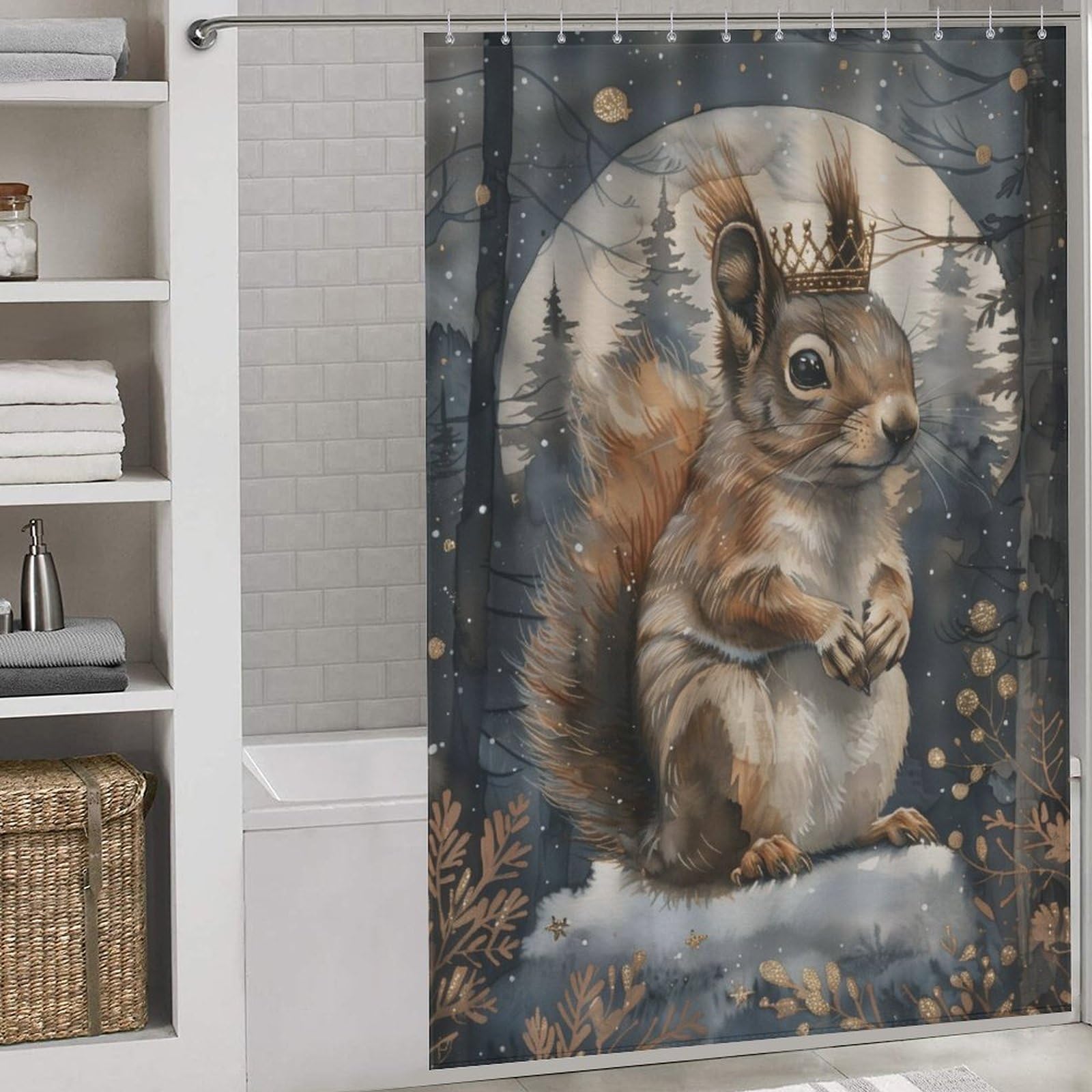 Rideau de douche écureuil pour appartement pour créer une ambiance de bain cosy