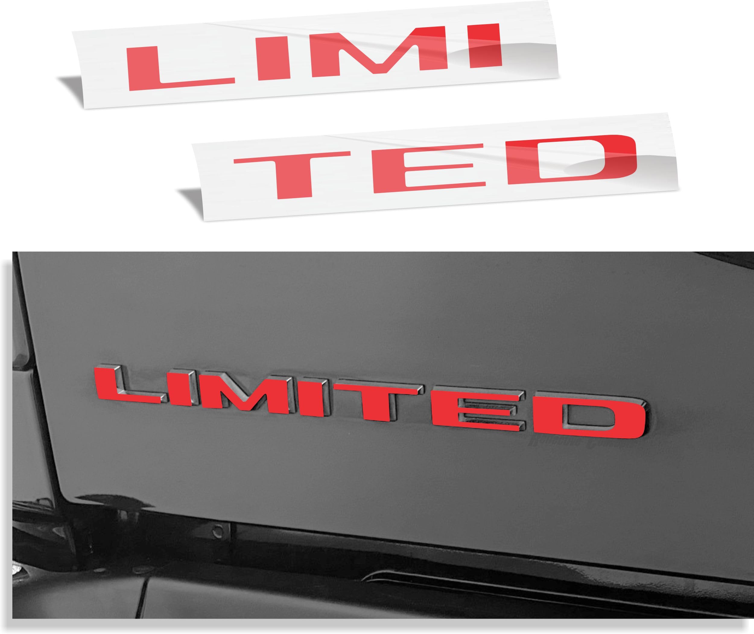 Reflective Concepts - Limited Tailgate Emblem Overlay Decal Sticker -Fits: 2019-2026 Ram 1500 Limited - (Color: Gloss Red)