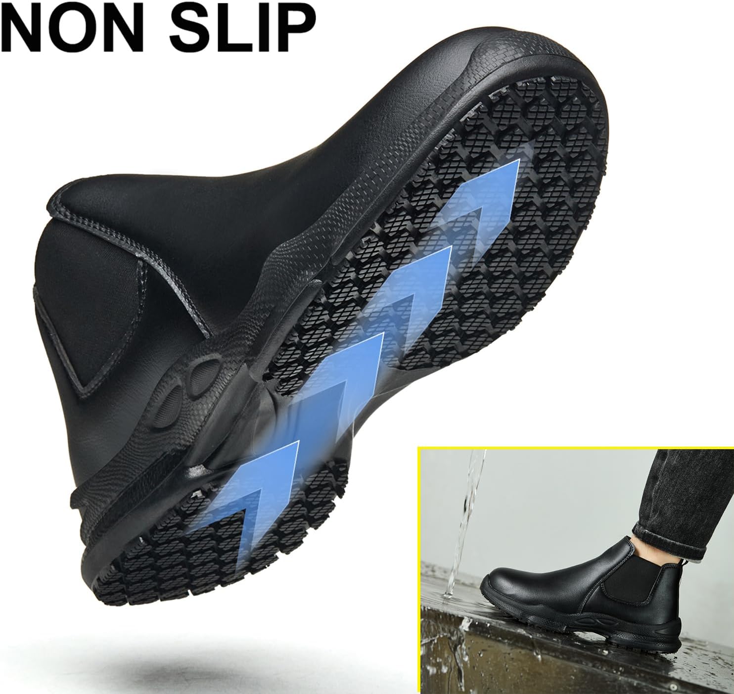 PJZHJ Non Slip Shoes for Men Oil-Proof and Waterproof Chef Shoes Comfortable Slip Resistant Work Shoes for Kitchen Hospital - Image 3