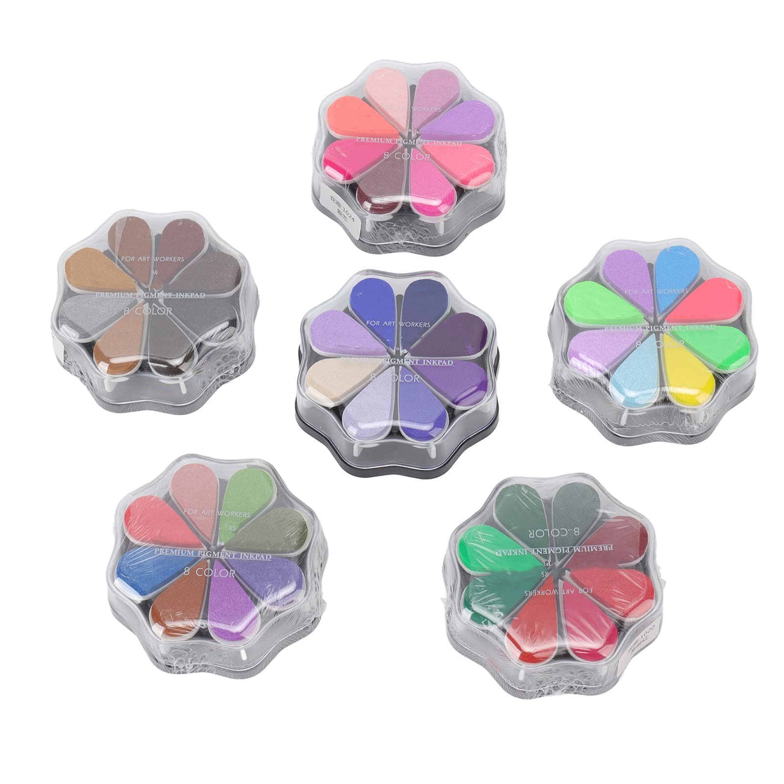 FILFEEL 6er-Set Waschbare Blüten-Stempelkissen in 8 Farben – Ideal für Fingerabdrücke, Hundepfoten & Gummistempel