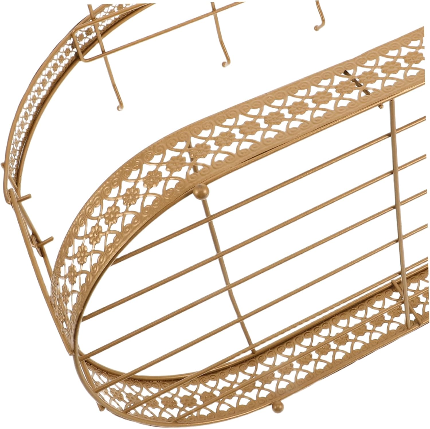 Alipis Creative Tea and Coffee Cup Holder Rack Elegant Display Stand for Kitchen Counter Unique Aesthetic Design with Hooks and Top Basket for Dishes and Mugs Storage Vintage