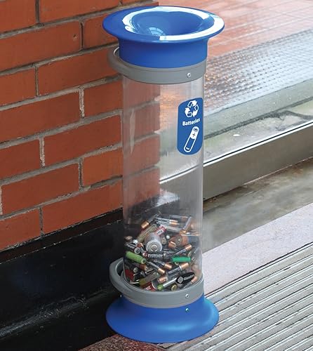 Miniatura 6 de Glasdon C-Thru - Tubo de reciclaje de batería 10Q (azul) - Papelera de reciclaje de batería pequeña - Tubo compacto de recolección de batería
