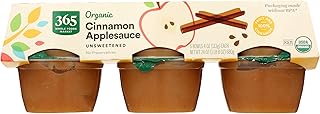 365 by Whole Foods Market, Organic Cinnamon Applesauce Cups, Unsweetened, 4 Ounce (Pack of 6)