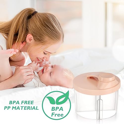 Miniatura 9 de Accmor Dispensador de fórmula para bebés sobre la marcha, contenedor giratorio de fórmula de cuatro compartimentos antiderrames para llevar,