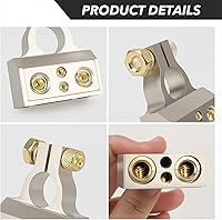 Vista 4 de SINGARO Conector de Terminal de Batería de Automóvil, 0/2/4/6/8 AWG Aleación de Zinc Protector de Batería de Audio para Camión, Extremo de Cable