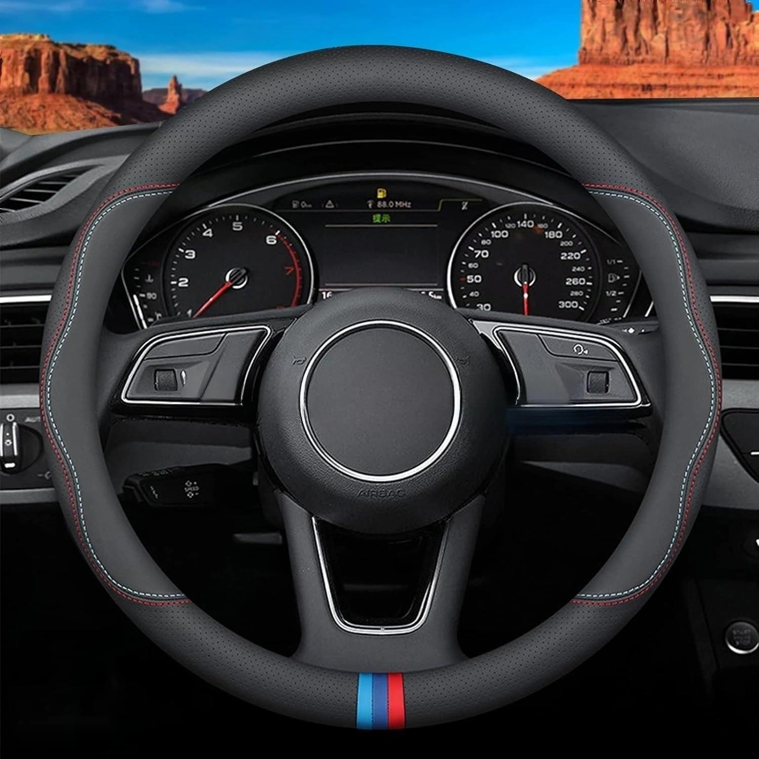 Custom-Fit for BMW Steering Wheel Cover, Premium Leather Car Steering ...