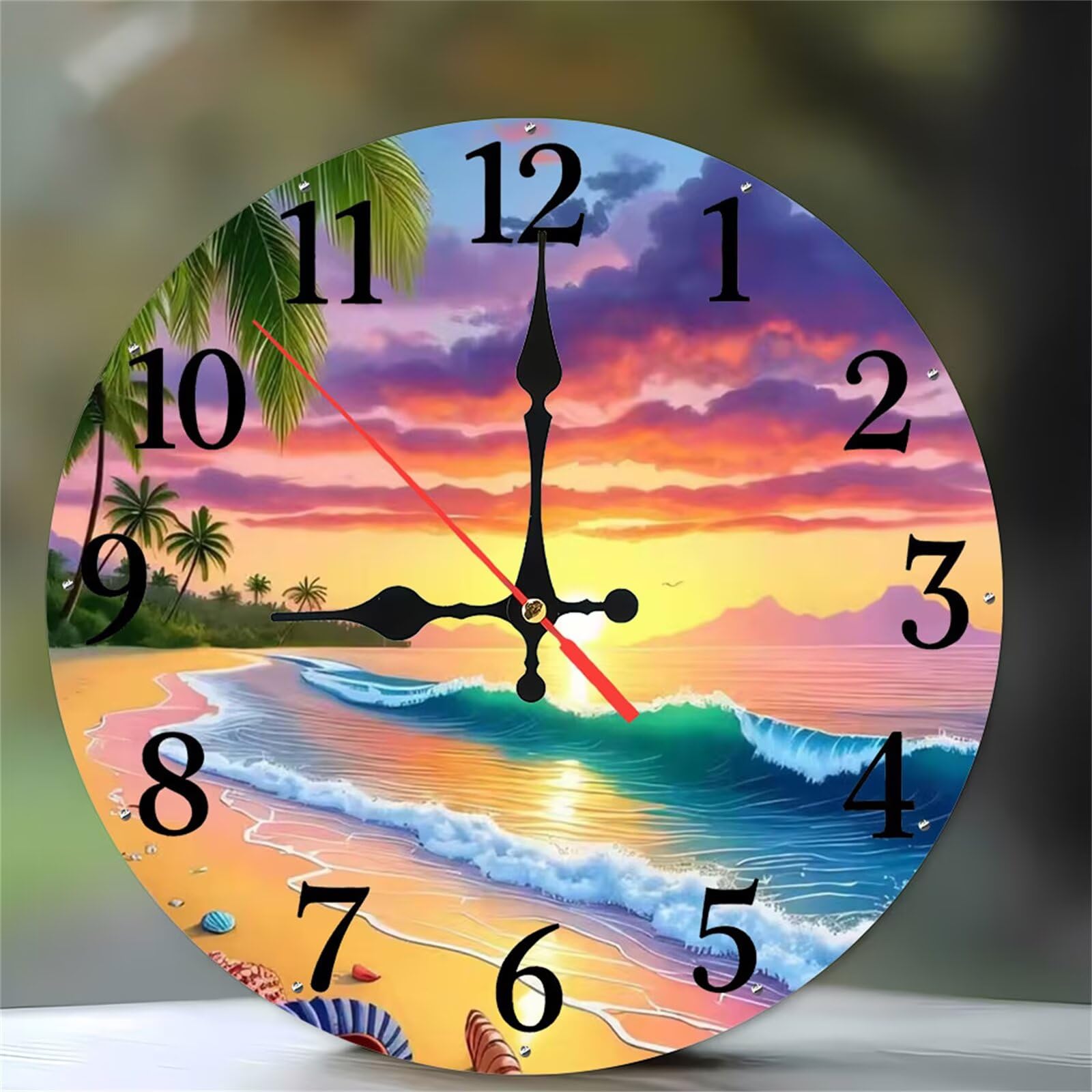 Horloge murale plage crépuscule pour décorer un café bar ou une chambre d'amis