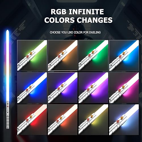 Miniatura 10 de CVCBSER - Sable de luz para duelo, con control de movimiento aumentado, 12 efectos de sonido y 16 colores intercambiables, empuñadura de metal,