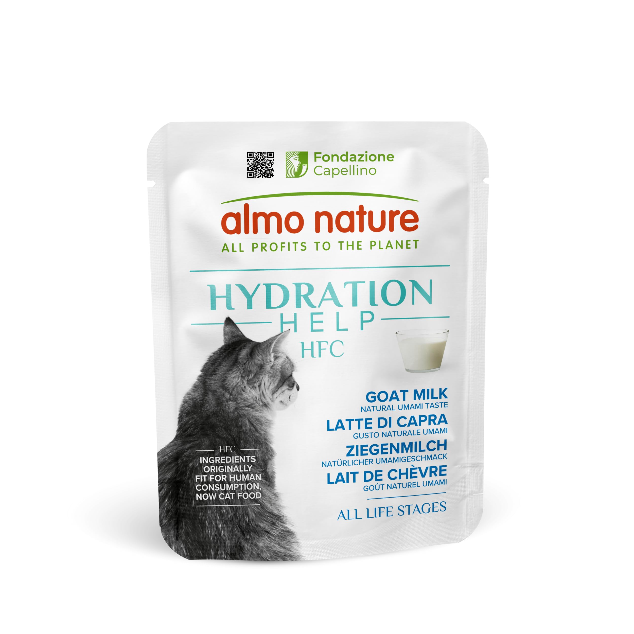 Almo Nature HFC Hydration Help - Wet Cat Food - Goat Milk - Urinary Support - Human-Grade, Gluten-Free, Grain-Free, Monoproteic - 50g (Pack of 24)