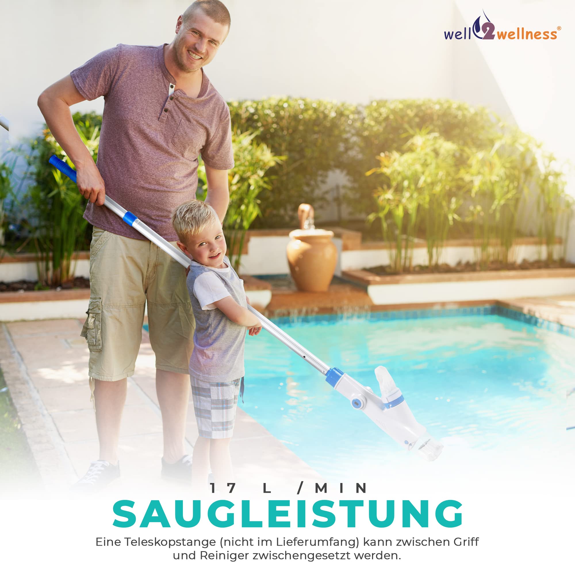 well2wellness® Pool + Spa Aspirateur électrique pour piscine et spa AquaJack 121