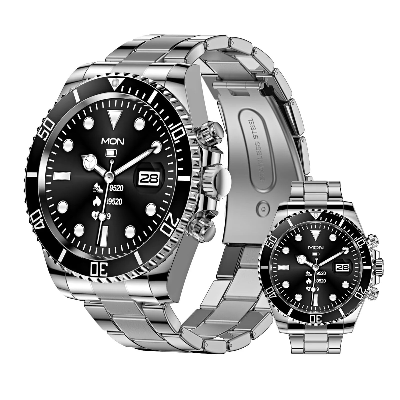 Modny smartwatch dla mężczyzn, ekran dotykowy Bluetooth Smart Watch, sportowy tracker aktywności, monitorowanie zdrowia, inteligentne powiadomienia, czarny