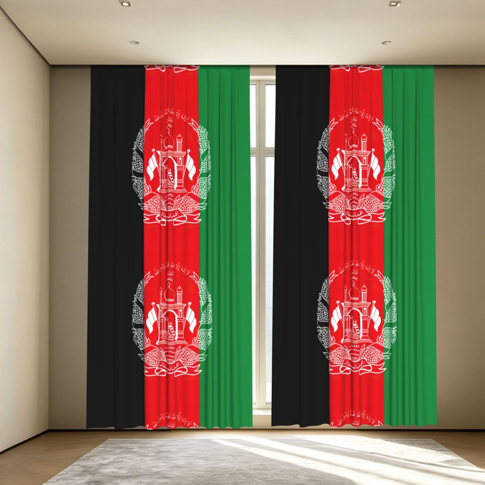 Yyoretp Flag of Afghanistan Print Blackout Curtains for Living Room Bedroom Thermal Insulated Window Drapes.