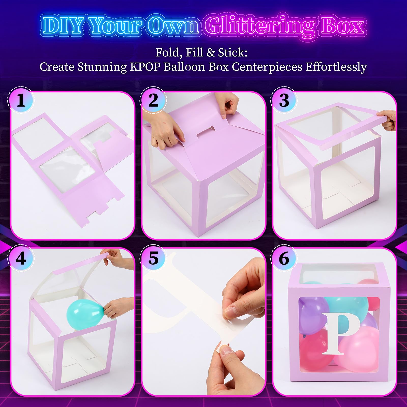Jetec Juego de 4 cajas de globos Kpop transparentes para decoración de