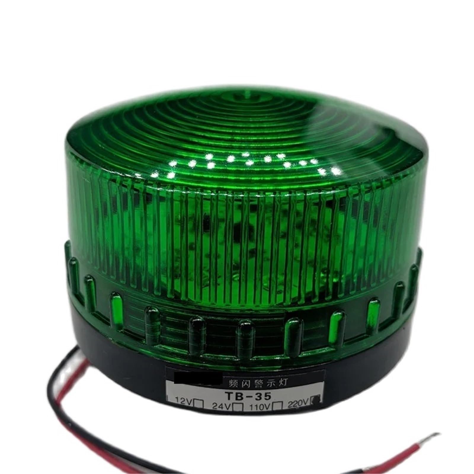 TB35-G 12v 24v 110v 220v Luz de alarma de seguridad verde Señal estroboscópica Luz de advertencia pequeña Lámpara LED(110V)