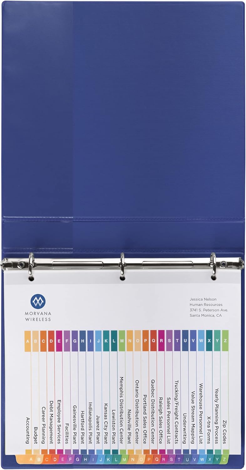 Avery A-Z Dividers for 3 Ring Binders, 26 Tabs per Set, Customizable Table of Contents, Multicolor Tabs, Great for Organizing Reports, Projects, and More (12 Sets of 11125)