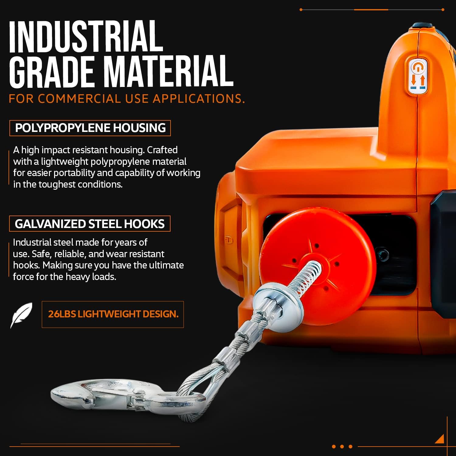 SuperHandy Electric Portable Winch Hoist Crane Lift Brushless Motor Li-Ion Battery Powered 1000Lbs/455Kgs Max Weight 20' Feet/6m Steel Braided Cable w/Locking Knob for atv truck boat trailer : Industrial & Scientific