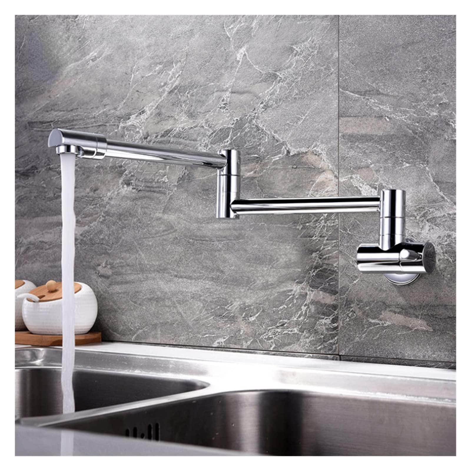 Robinet d'évier à eau froide pliable en laiton finition chrome