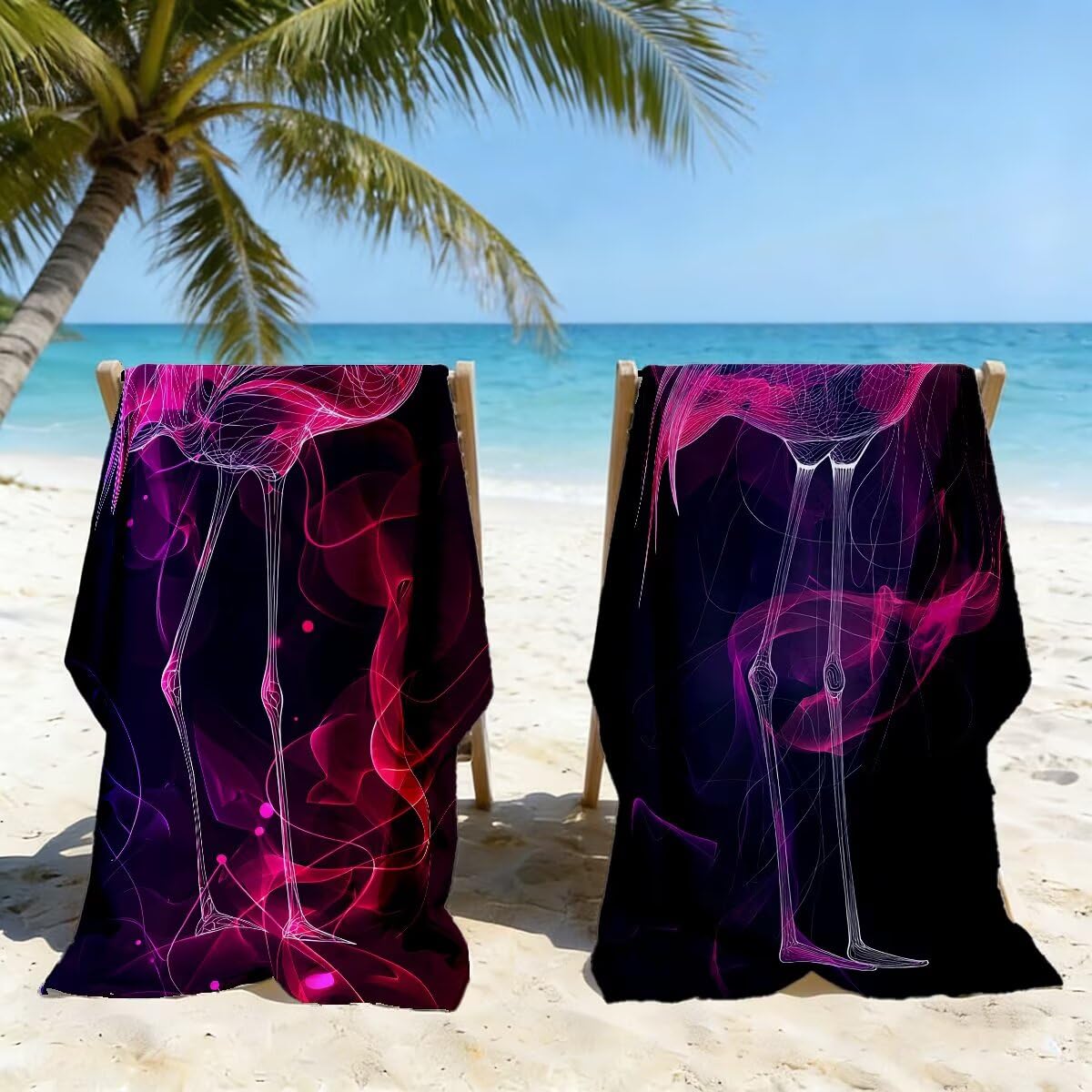 Ręcznik plażowy XXL 80 x 160 cm, zestaw 2 ręczników kąpielowych z mikrofibry, ręczniki plażowe odporne na piasek, szybkoschnące prześcieradło kąpielowe dla kobiet, przenośne ręczniki sportowe (różowe