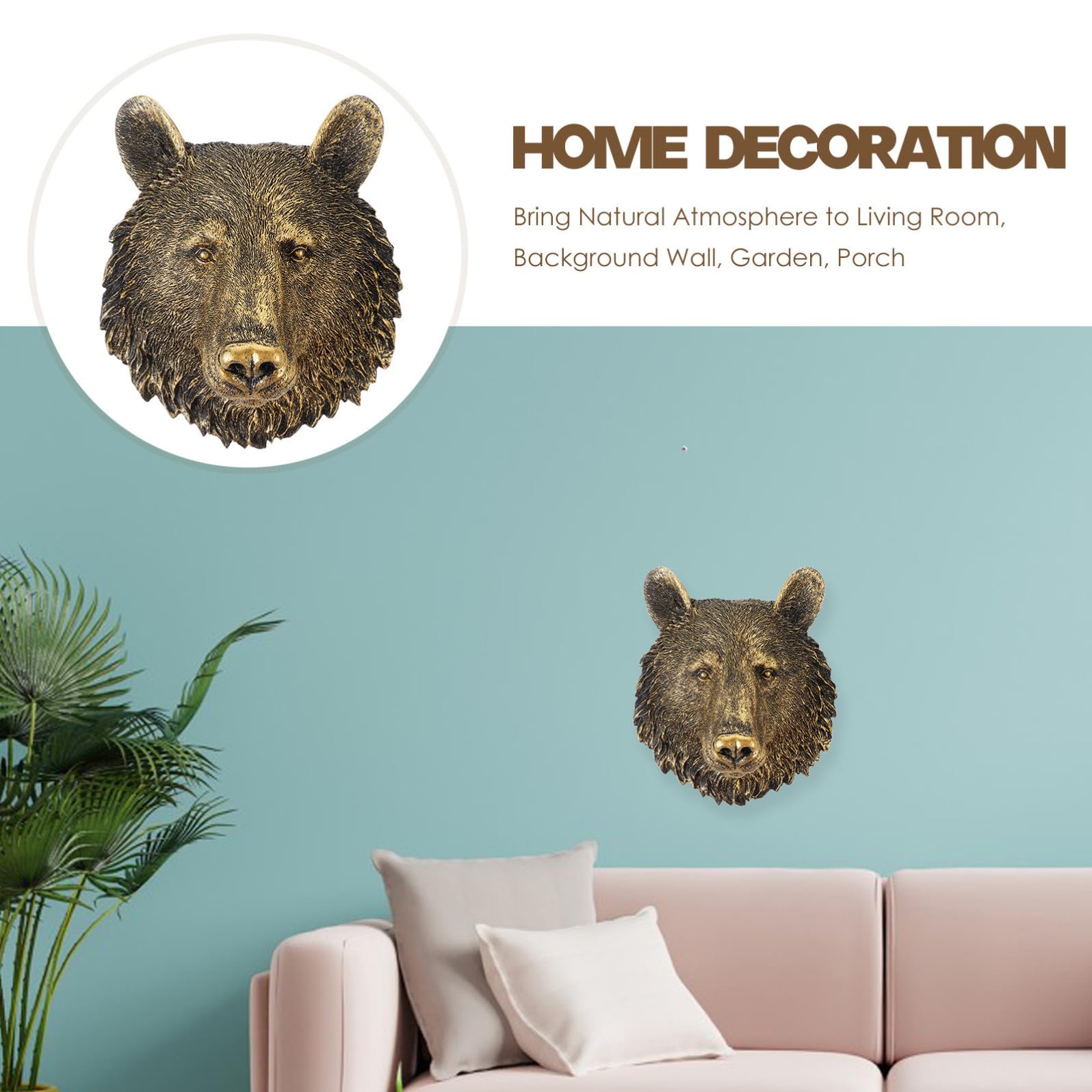 Artibetter Testa Orso da Parete in Resina Decorazione Muro Realistica