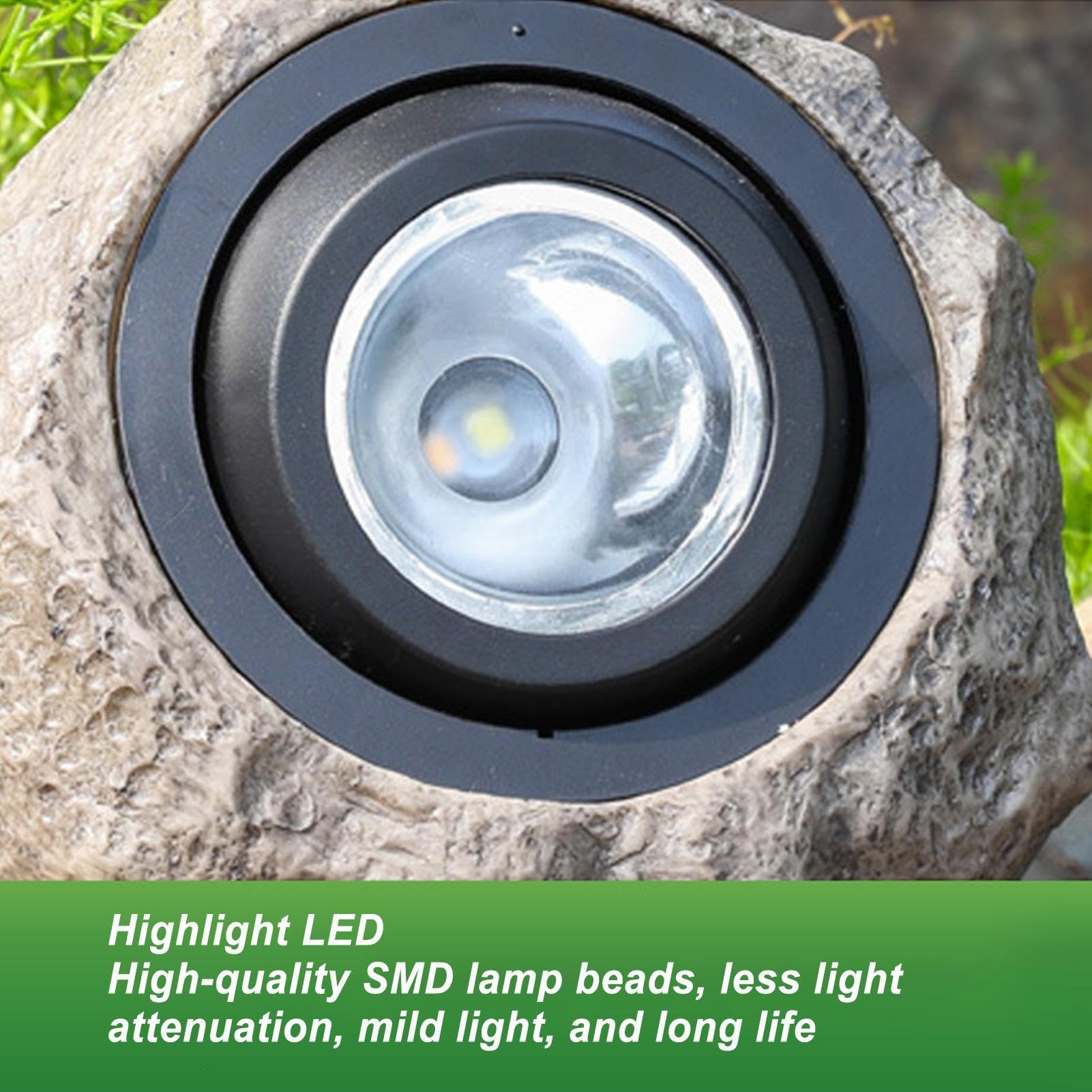 Solar-Steinleuchte Dekorativ und wasserdicht | LED Dekorative Gartensteine Für Gehwege, Wege, Terrasse, Einfahrt, Rasen, Stufen, Hof, Solarbetriebene Außensteinleuchten