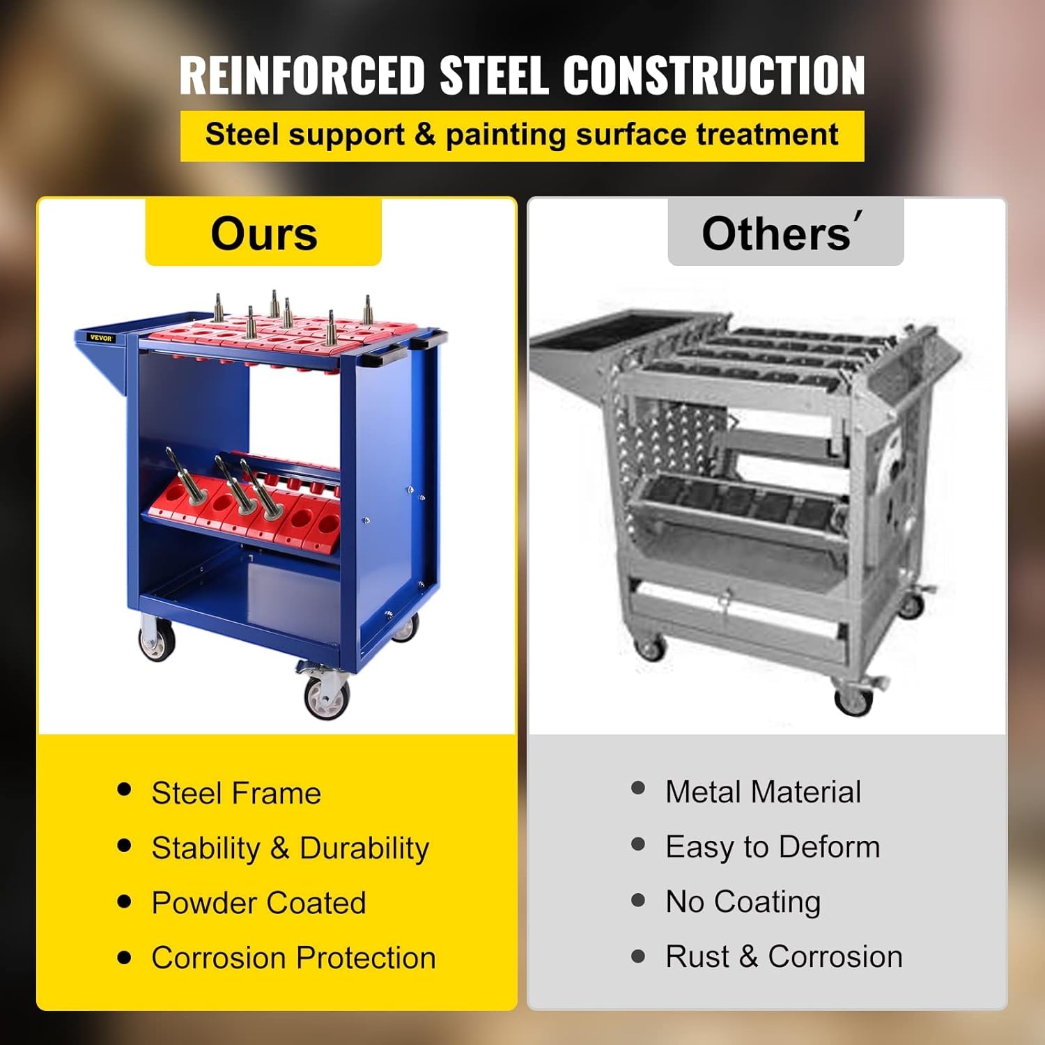 New Deal Mophorn Tool Cart 40 Taper Tool Holder CNC Tool Cart 35 Capacity CAT40 BT40 Service Carts with Wheels Heavy Duty (BT40 35 Capacity)