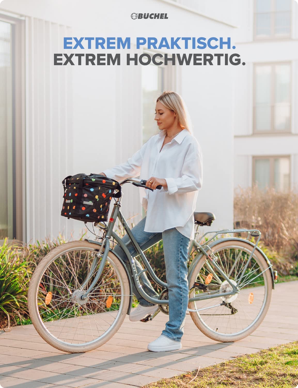 BÜCHEL Fahrradkorb vorne | Einkaufs-Tasche I Faltbar I Fahrrad Korb für vorne mit Express-Halterung für schnelles An- und Abnehmen. I fahrradkorb vorn, fahrradkörbe Fahrradtasche, Fahrrad Zubehör