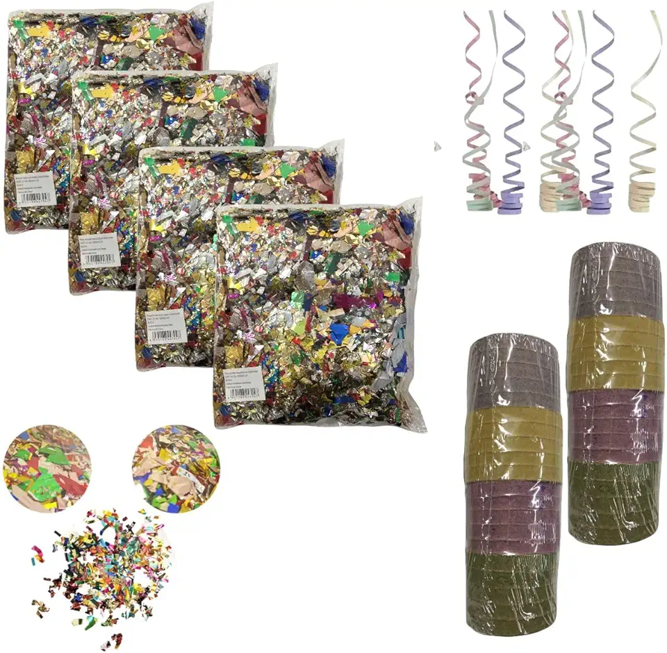 Mega Kit Carnaval 4 Confetes Metalizados + 2 Serpentinas
