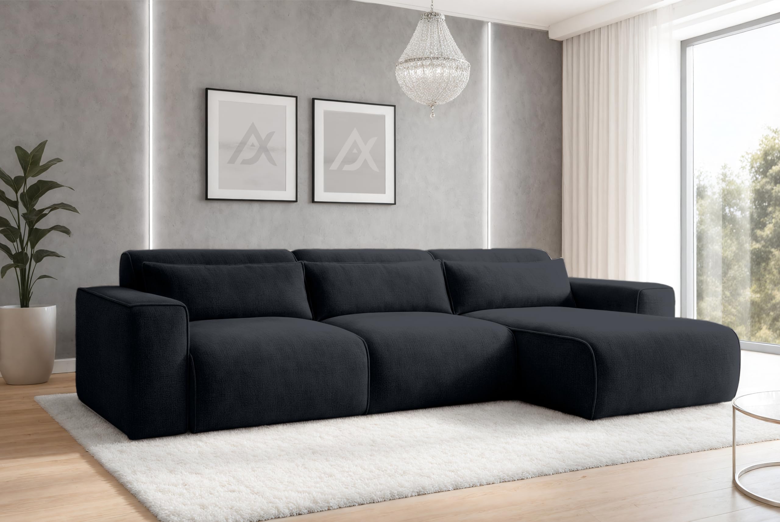 AXLIVING Ruyam Canapé d'angle avec Fonction Convertible Noir R