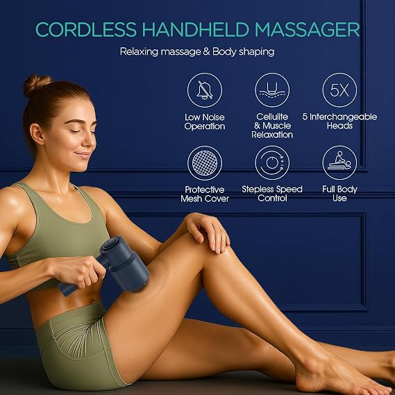 Portable Cellulite Massager, Deep Tissue Massage Body Sculpting Massager, Electric Handheld Cellulite Machine with Stepless Intensities for Arm, Belly, Buttocks, Thigh CM410 (Blue)