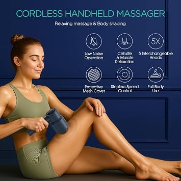 Portable Cellulite Massager, Deep Tissue Massage Body Sculpting Massager, Electric Handheld Cellulite Machine with Stepless Intensities for Arm, Belly, Buttocks, Thigh CM410 (Blue)