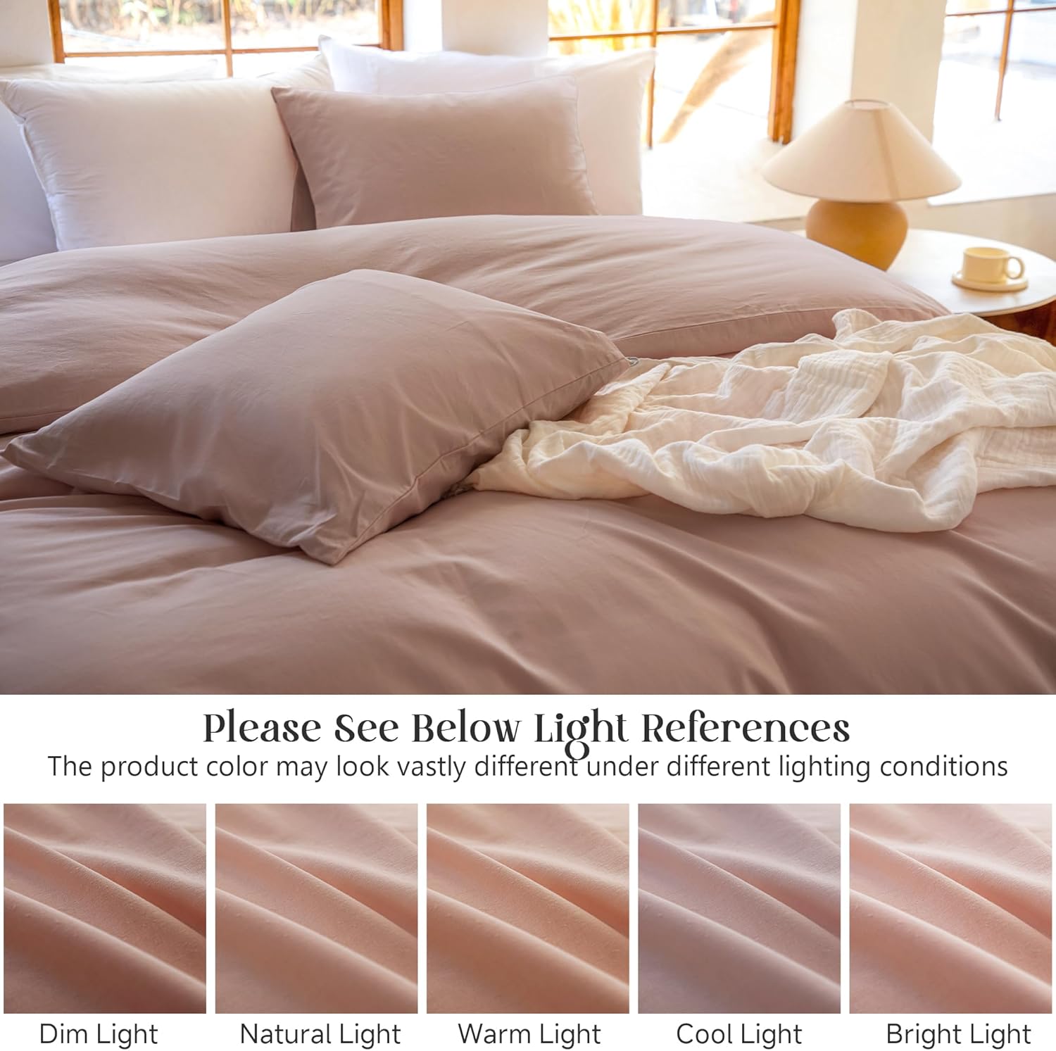 Linen Duvet Cover Set Twin Size - Linen Cotton Blend Natural Flax Bedding Set 2 Pieces, 1 Duvet Cover and 1 Pillowcase, Soft and Breathable for Hot Sleepers, Clay Color