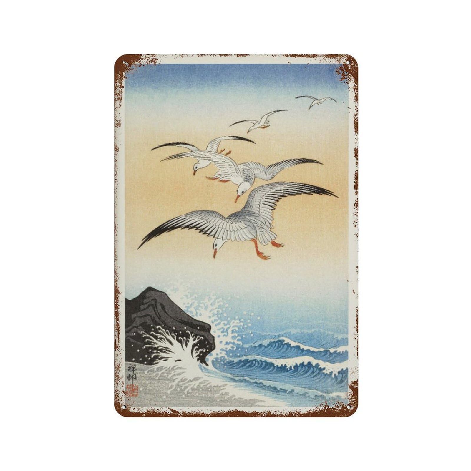 xiaoxiaoshen Ohara Koson Seagulls Japanese Bird Wall Decor Art Metal Tin Poster Modern Home Decor Art Home Bar Shop Decorations Vintage Sign 30x20cm