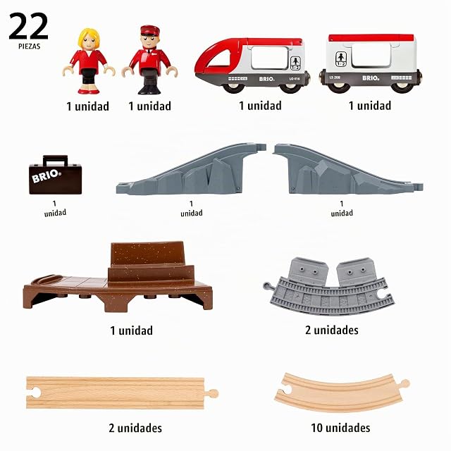 Foto 6 de 7 de BRIO World - Set ferroviario de Viaje básico, Set de Tren de Madera 3+