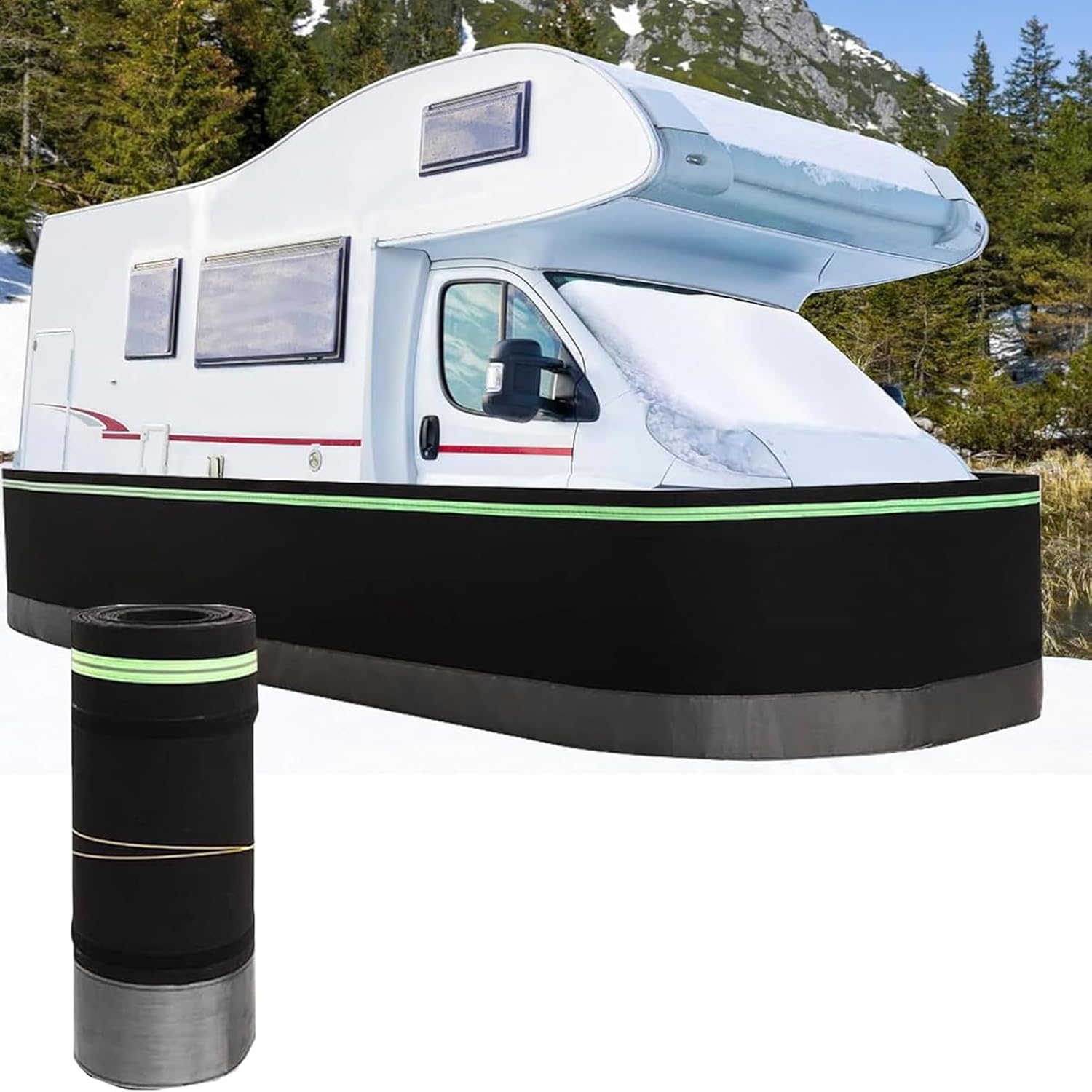 RV Skirting for Winter, 5 Minute Quick Install Skirting Kit, Heavy Duty Wind & Snow Proof Felt with Velcro, All Season Protection for Travel Trailers, 5th Wheels(High: 31in,111FT/34M)