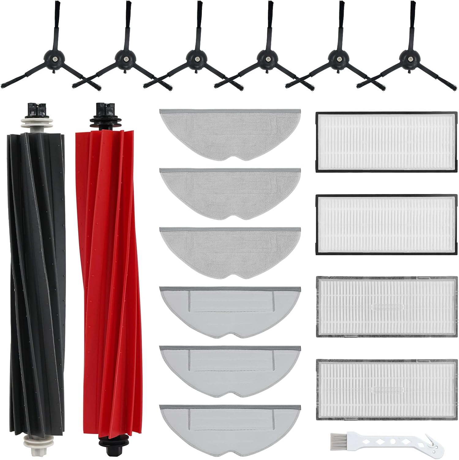 19 Pieces Accessories for Roborock S8 / S8+ / S8 Pro Ultra Robot Vacuum Cleaner with 2 Main Brushes 6 Wipes 6 Side Brushes 4 Filters 1 Cleaning Brush Replacement Parts Set